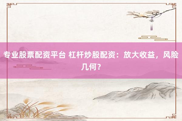 專(zhuān)業(yè)股票配資平臺(tái) 杠桿炒股配資：放大收益，風(fēng)險(xiǎn)幾何？