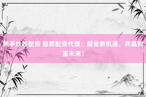 新手炒股配資 股票配資代理：掘金新機遇，共贏財富未來！