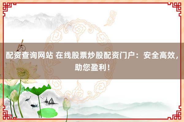 配資查詢網(wǎng)站 在線股票炒股配資門戶：安全高效，助您盈利！